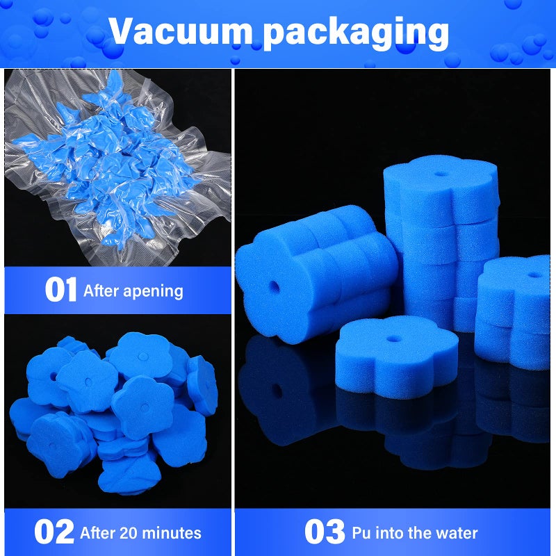 Chuangdi 24 Pieces Sponge for Hot Tub Accessories, Flower Oil Scum Absorber for Swimming Pool and Spa (Blue) - Image 3